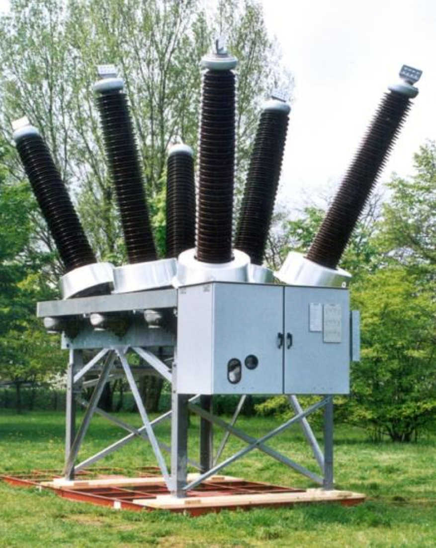 Siemens Energy 3AP dead tank circuit breaker installed outdoors.