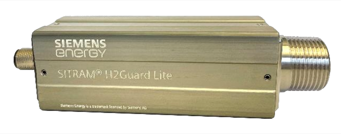 SITRAM H2Guard Lite hydrogen monitor — cast aluminum enclosure with stainless-steel probe tube (316 type) and ¾" NPT valve connection
