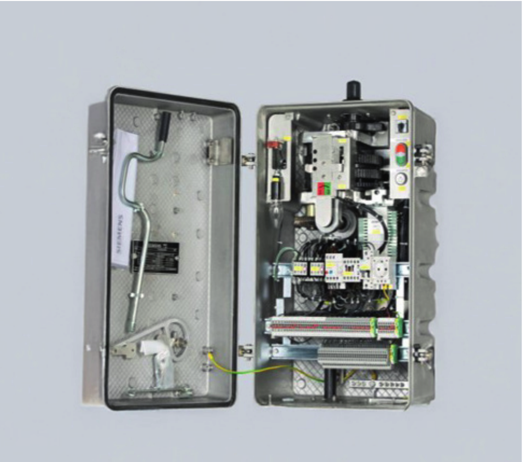3DV6 motor drive with open housing and hand crank, IP 55 operating mechanism (brochure p. 22)